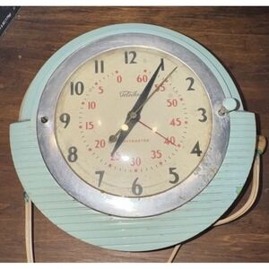 1940s Telechron Minitmaster 2H17 Art Deco Mid Century Modern Wall Kitchen Clock